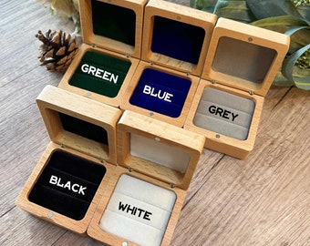 Aangepaste houten huwelijksceremonie ringdoos, gepersonaliseerde gegraveerde verlovingsringdoos, vierkante ringhouder, houder voorstelring, jubileumcadeau