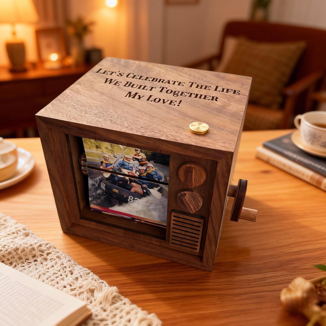 Custom Wooden Photo Book With Light, Personalized Photo Flipbook ...