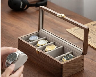 Custom Wood Watch Box For Men, Best Engraved Wood Organizer For Watches, Anniversary Gift for Husband, Father Gift