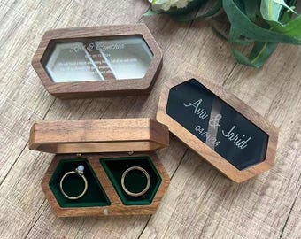 Benutzerdefinierte Hochzeit Ring Box, personalisierte gravierte Verlobungsring Box, Hexagon Ring Box, Vorschlag Ringhalter