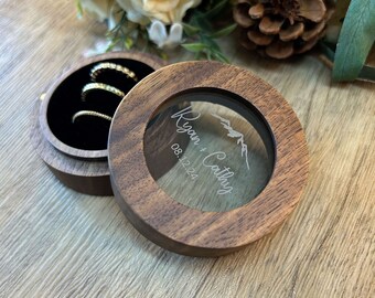 Custom Engraved Round 3 Slots Wedding Ring Box