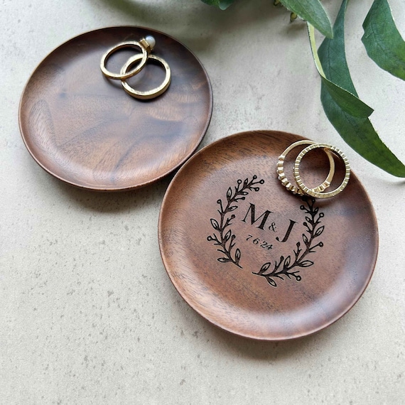 Custom Wood Ring Dish, Wedding Ring Dish, Engagement Ring Holder, Gifts for Wedding, 5th Anniversary Gifts for Her