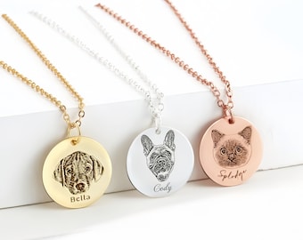 Portrait personnalisé bijoux pour animal de compagnie cadeau pour animal de compagnie maman, portrait d'animal de compagnie personnalisé personnalisé, collier portrait chien chat, bijoux commémoratifs pour animal de compagnie