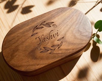 Personalized Jewelry Organizer, Engraved Wood Jewelry Box, Simple Jewelry Box, Ring, Bracelets, Stud Earring, Necklace Storage