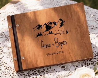 Handmade Wooden Wedding Guest Book - White Paper, A5 Size