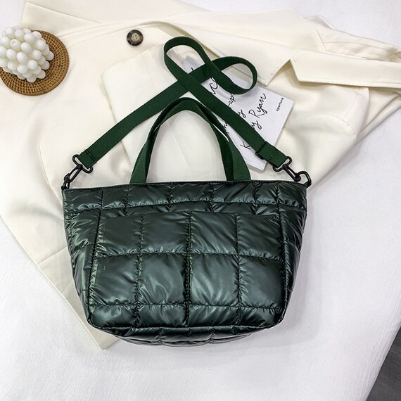 Women Quilted Puffer Tote Bag Lightweight Padded Shoulder Bag