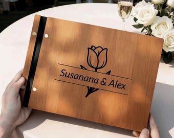 Handcrafted Wood Wedding Guest Book - Rustic Keepsake, 30 White Pages