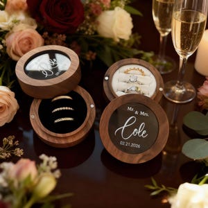 Individuell gestaltete Eheringbox, personalisierte Holzringbox für die Hochzeitszeremonie, Ringbox für die Hochzeit, Holzringbox Bild 5