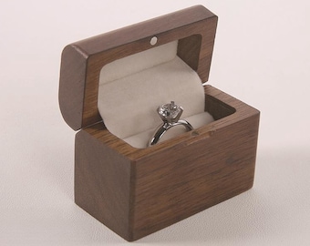 Custom Walnut Wood Engagement Ring Box, Proposal Ring Bearer Box