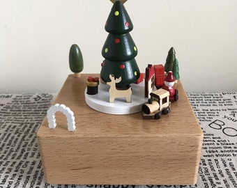 Benutzerdefinierte handgefertigte Spieluhr aus Holz, Weihnachtsspieluhr, hölzernes Pferd Musikkarussell, Pferd Spieluhr, Musikkarussell, Weihnachtsgeschenk