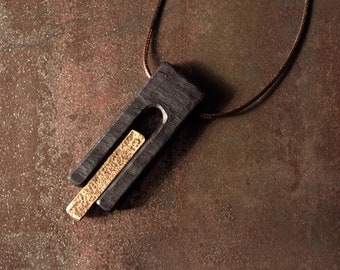 Cool Wood and Copper Pendant, Wood and Copper Vertical Necklace, Wood Anniversary Gift, Custom Wood Gift, Gift for Her or Him