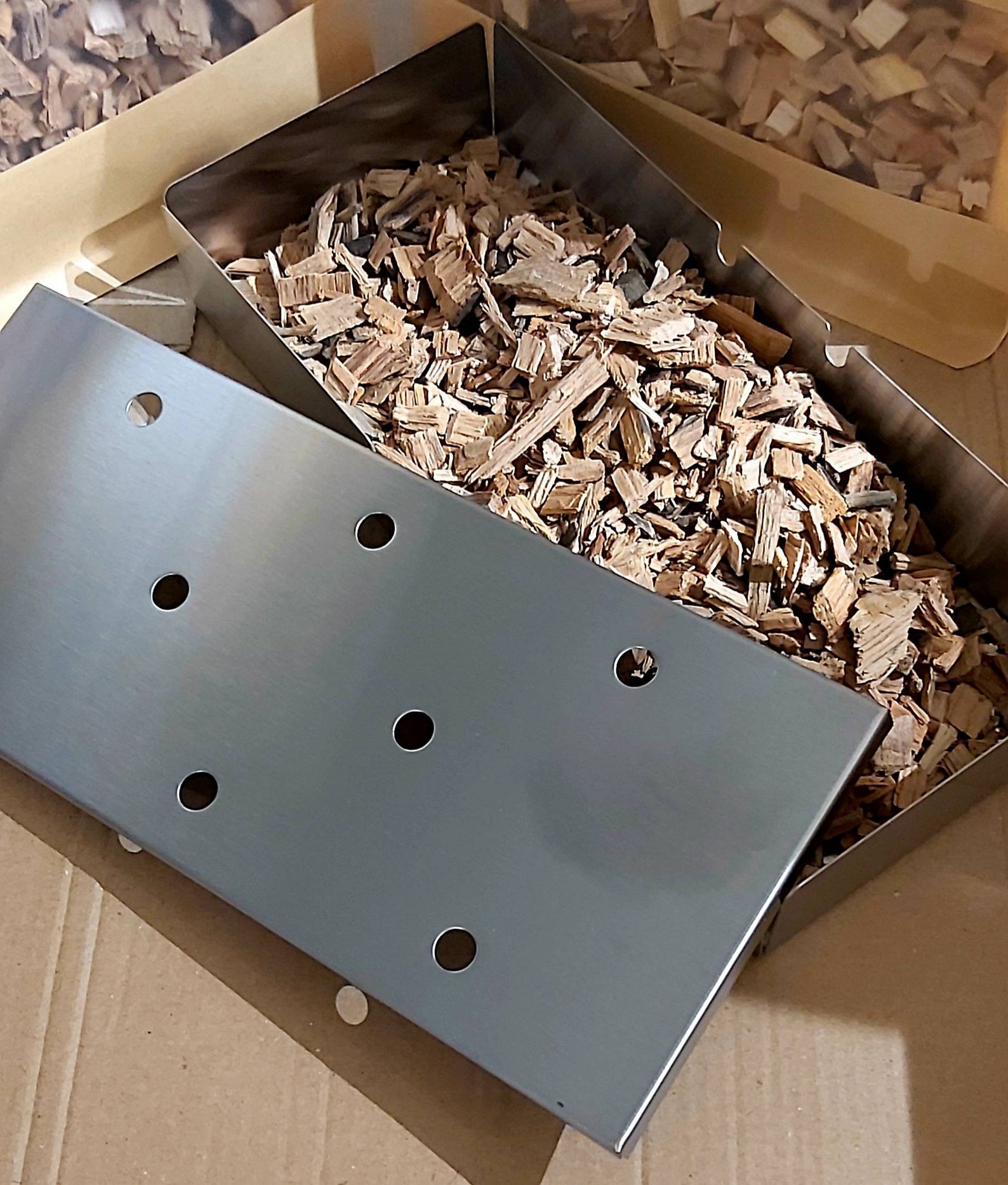 Stainless Steel Smoker chip box plus Cherry Wood and Whisky Etsy