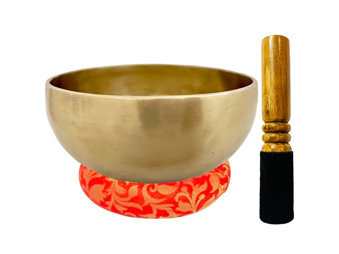 Handmade Tibetan Singing Bowl Set Large With Cushion & Mallet Antique