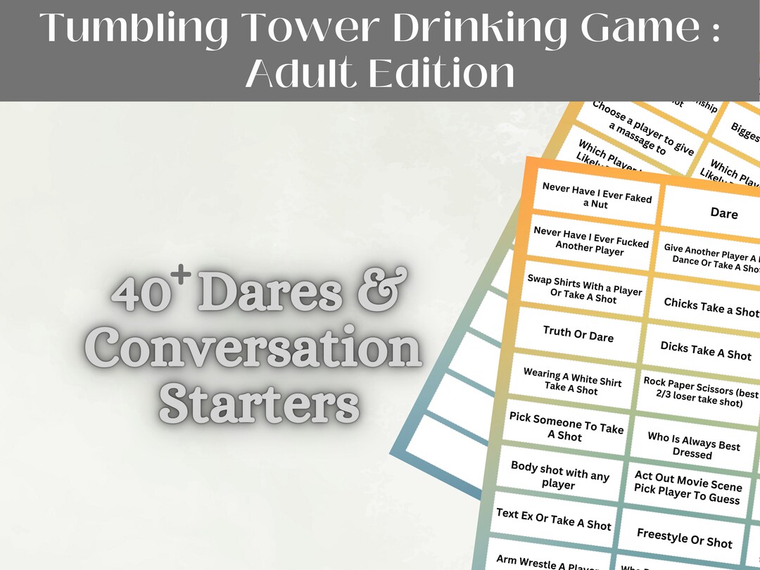 Adult Stacking Game Adult Drinking Game Tumbling Tower Game for Adults Dares for Adults (Instant