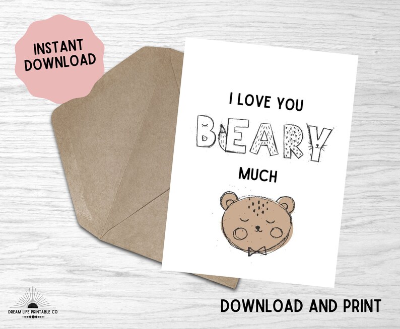 I Love You Beary Much Printable Card Anniversary Card Etsy