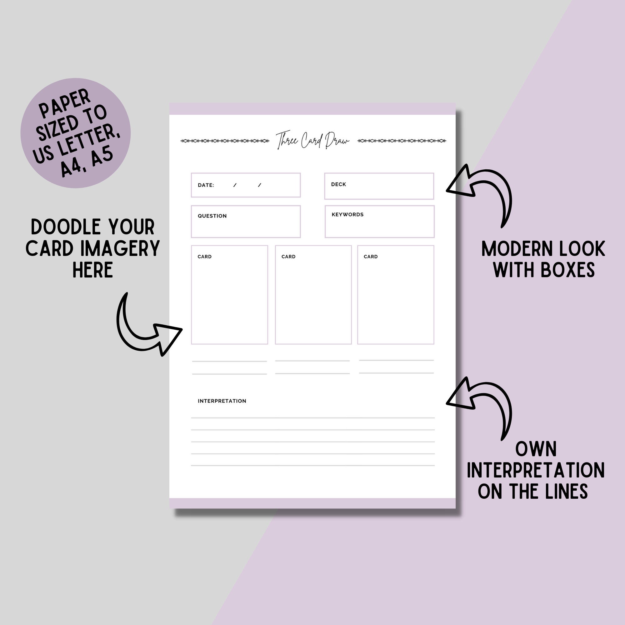 Simple Modern Tarot Journal Printable Tarot Spreads, Intuitive Tarot Workbook, Digital Download ...