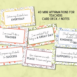 Deck of 40 Affirmations for Teachers in COLORFUL NATURE | Uplifting Sayings and Affirmations | Quick Digital Download Printable Quote Cards