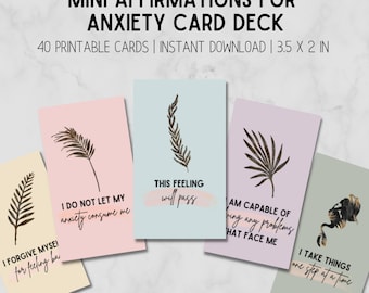 40 Afirmaciones para la Ansiedad Oracle Deck para los peores escenarios / Minitarjetas de declaración de afirmación de ansiedad / COTIZACIONES DE AUTOEMPODERAMIENTO