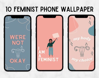 Feminist iPhone Wallpaper | Pink Blue Aesthetic Wallpaper, GRL PWR, Phone Android Wallpaper Protect Roe v Wade, Future Is Female, Pro Choice