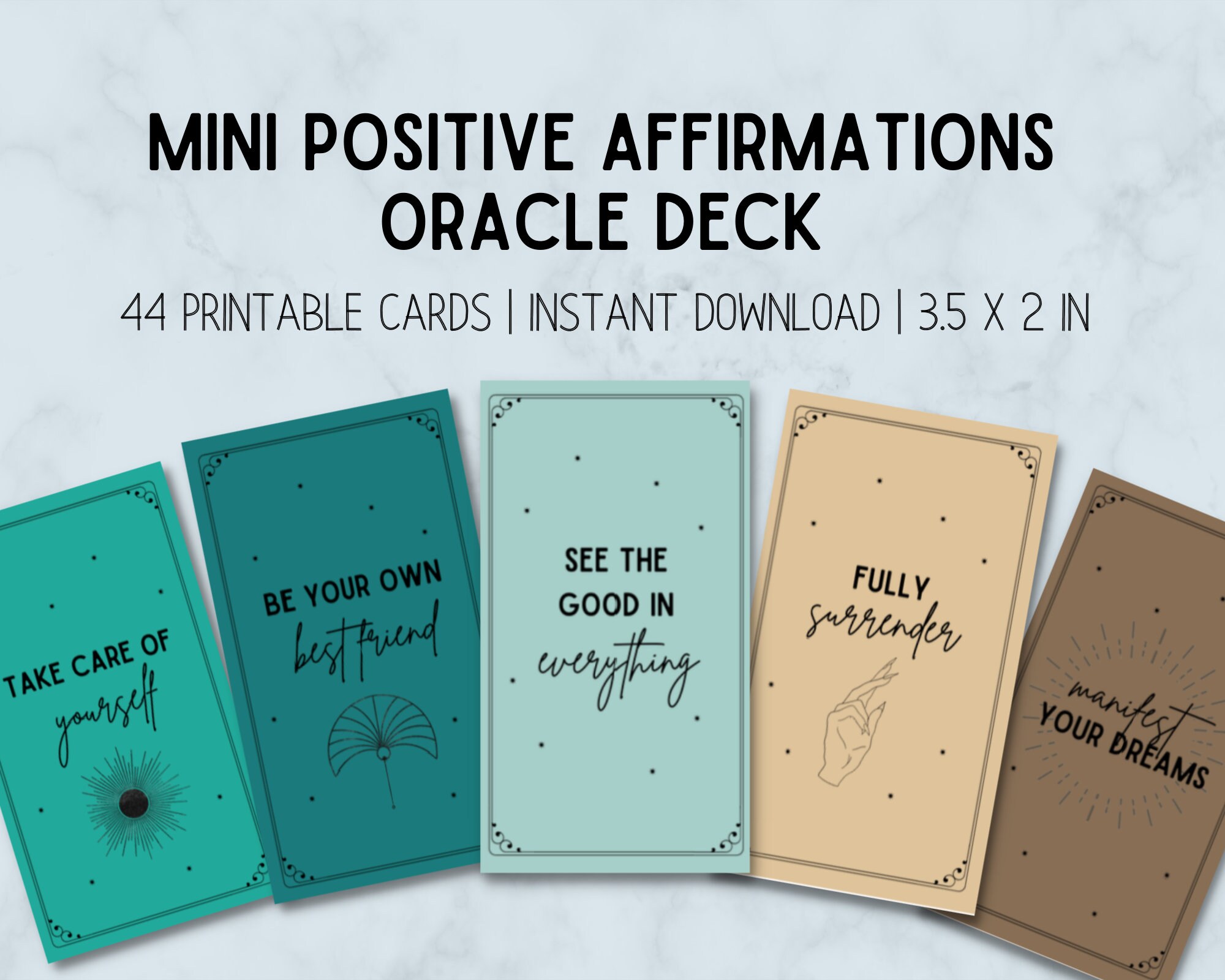 44 Mini Printable Positive Affirmations Oracle Deck in SEA | Etsy