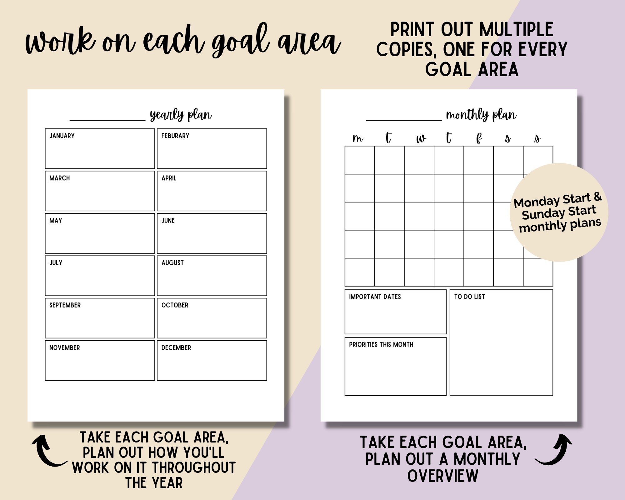 Simple 2023 Goals Planner Printable Digital Productivity - Etsy