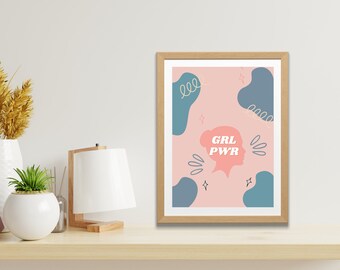 GRLPWR Art Printable | Girls Bedroom Art, Teen Girl Room, Printable Women Empowerment, Teen Room Decor, College Room Decor, Girl Power Art