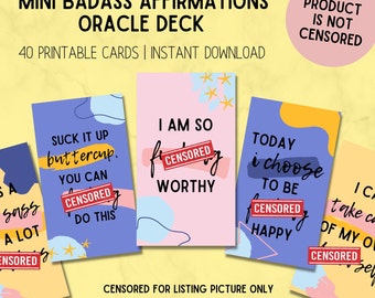 Mini Printable Badass Affirmation Cards for Strong Independent Women | Badass Woman, Swearing Encouragement, 40 days of Asskicking, Fuck It