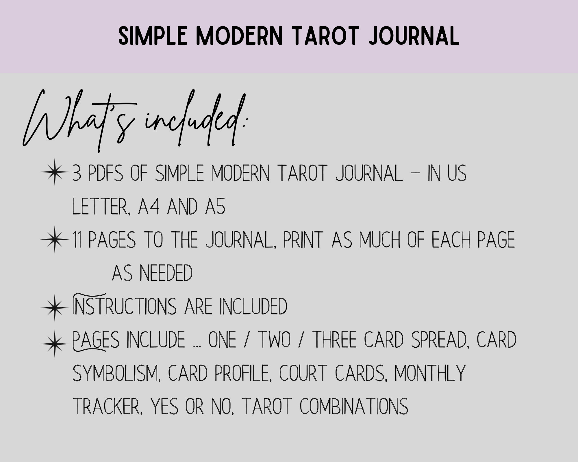 Simple Modern Tarot Journal Printable Tarot Spreads - Etsy
