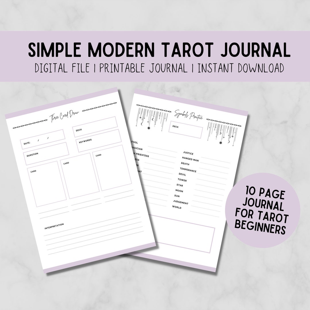 Simple Modern Tarot Journal Printable Tarot Spreads, Intuitive Tarot Workbook, Digital Download ...