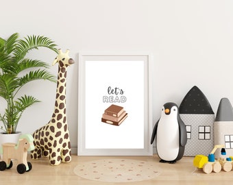 Let's Read Printable Poster | Reading Motivational Read Across America, Reading is Cool Reading is Power | Dr Seuss Birthday Learning