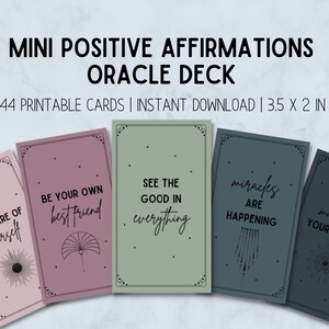 44 mini affirmations positives imprimables en MAUVE FONCÉ | Oracle Deck en bonbon rétro | Énonciations de motivation | Cartes de citation d'inspiration