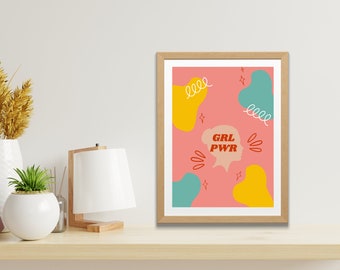 GRLPWR Art Printable | Girls Bedroom Art, Teen Girl Room, Printable Women Empowerment, Teen Room Decor College Room Decor Poster Art Print