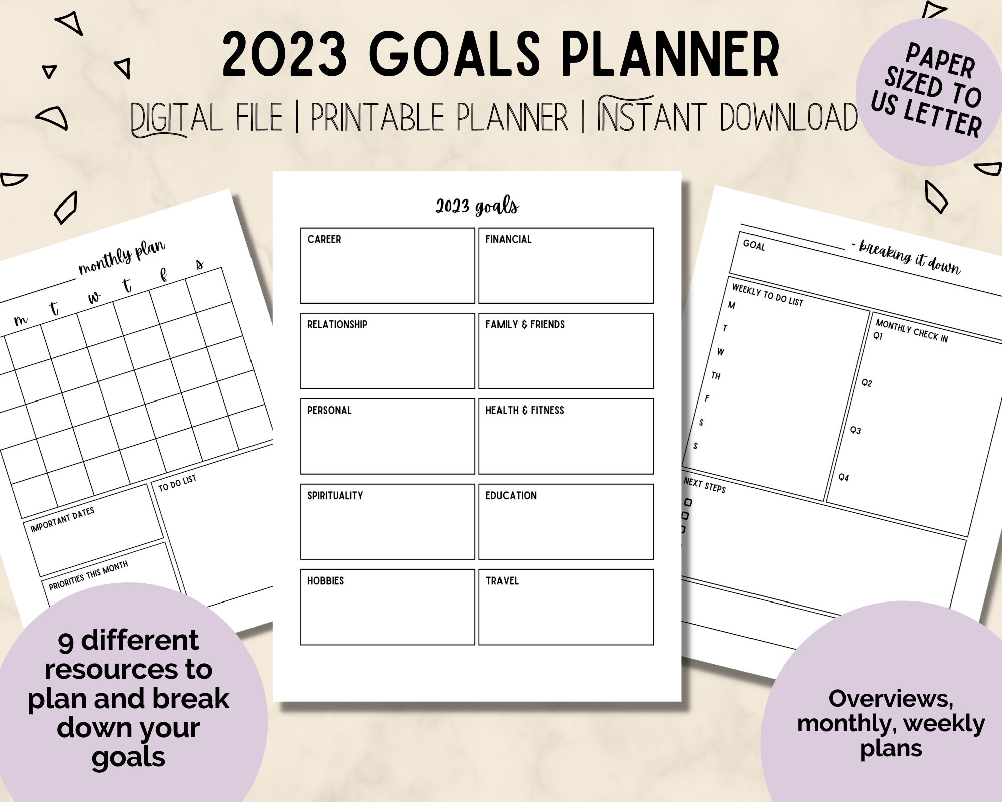 Simple 2023 Goals Planner Printable Digital Productivity - Etsy