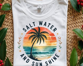 Água salgada e sol PNG, Design de sublimação, Verão PNG, Praia retrô PNG, Tropical PNG, Design de camiseta, Download instantâneo PNG, DTF
