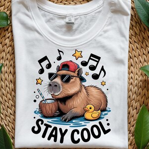 Stay Cool, Cool Capybara Png, Capybara Lovers Gift, Cartoon, Pet Lovers, Cute Animals, T-Shirt Design, DTF, Digital Download