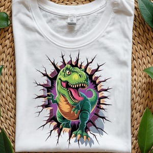 3D Dinosaur Png, Cute Dinosaur Png, Sublimation Design, Kids Png, 3d Cracked Hole Png, T-Shirt Design, T-Rex Dinosaur Png, Digital Download