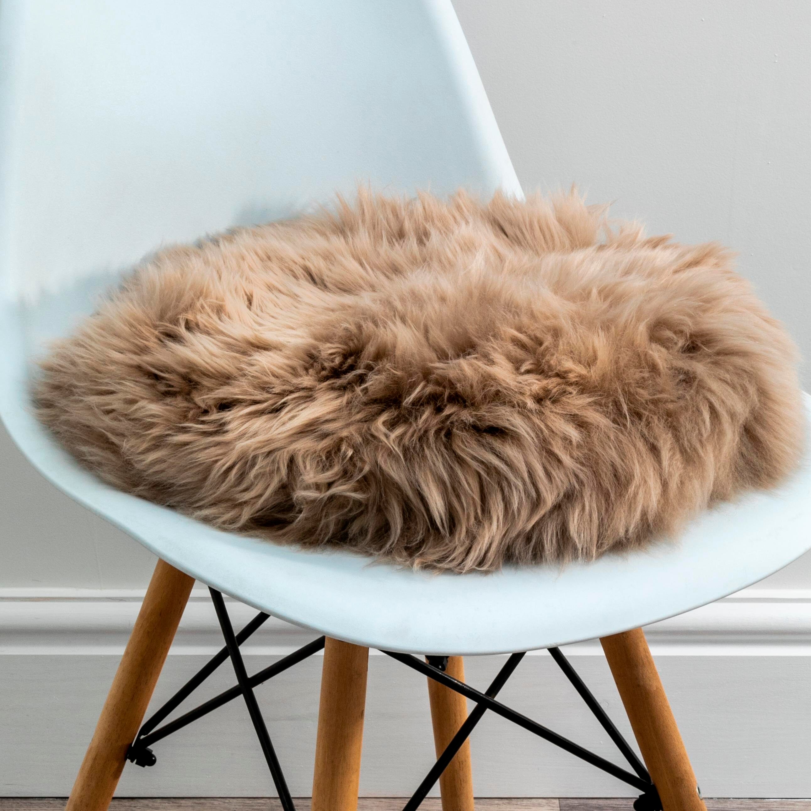 Light Brown Round Sheepskin Chair Pad Etsy