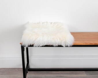 Natural White Square Sheepskin Chair Pad