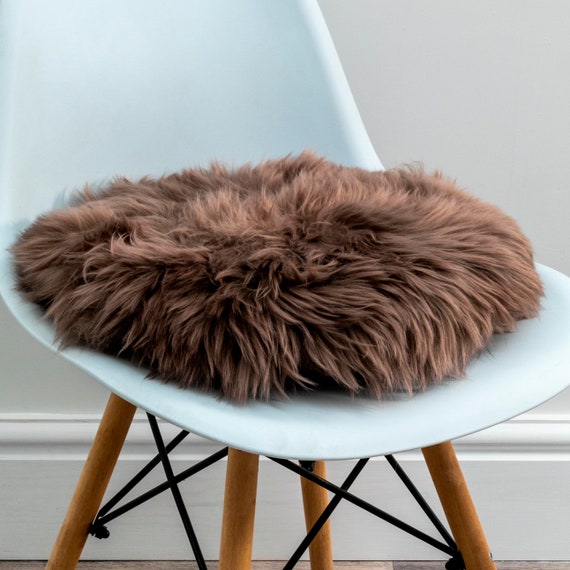 Taupe Round Sheepskin Cushioned Chair Pad 35cm Circle Seat Cushion Etsy Canada