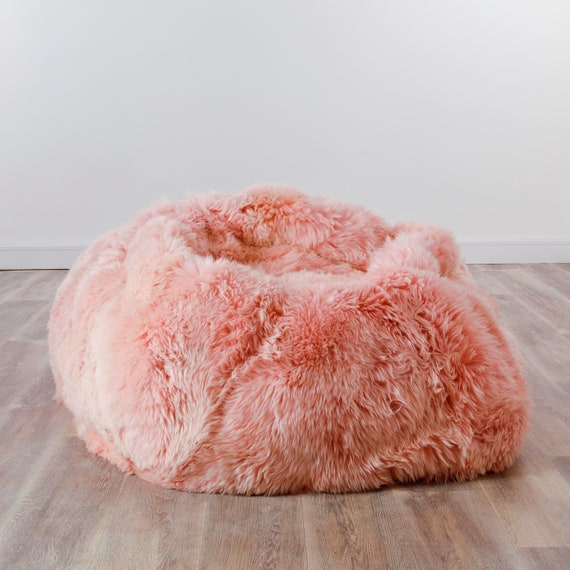 XXL Luxurious Blush Pink Sheepskin Beanbag - Etsy