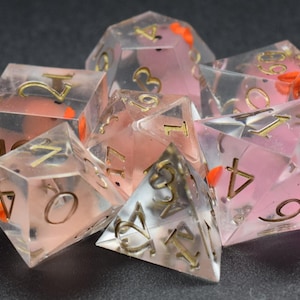 Pink Rubber Duck 7pc Sharp Edge Dice Set