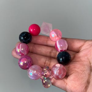 Pink Cloud Inspired Acrylic Beaded Bracelet, Charm Bracelets, Unique Bracelet, 16mm Beads, Gift for Her