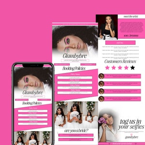 DIY Acuity Site, Acuity Scheduling Template Hairstylist, Booking Site, Acuity Template Hair | Trendy Pink Black White theme | Canva Template