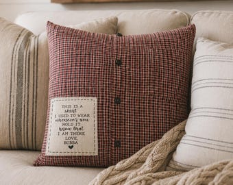 Personalized Gift, Christmas Mother's Day Easter Bereavement Sympathy Gift, Custom Remembrance Pillow Made From Loved One's Shirt