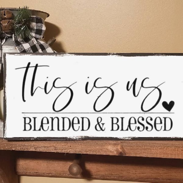 NEW Mothers Day Kitchen Decor Gift Rustic Country Farmhouse Home Decor Wood Sign This Is Us Blended Blessed Family Wall Hanging Birthday