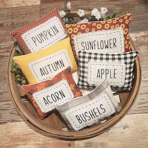 Country Primitive Fall Mini Pillow Tucks, Fall Decor, Fall Bowl Fillers, Rae Dunn Inspired, Autumn Heart SOLD INDIVIDUALLY
