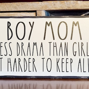 NEW Funny Boy Mom Sign Christmas Mother Gift Rustic Farmhouse Country Home Decor Sign Wall Birthday Gift Personalized Wooden Best Friend