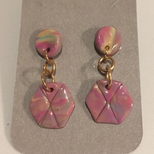 Pink Swirl Clay Earrings
