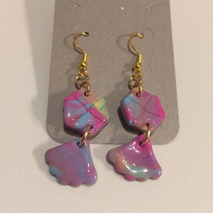 Pink Dangly Clay Earrings