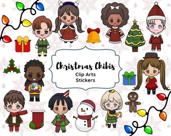 Winter Clipart, Christmas Clipart, Christmas Planner Art, Chibi Clipart, Cute Winter Stickers, Christmas Planner Stickers, Commercial Use